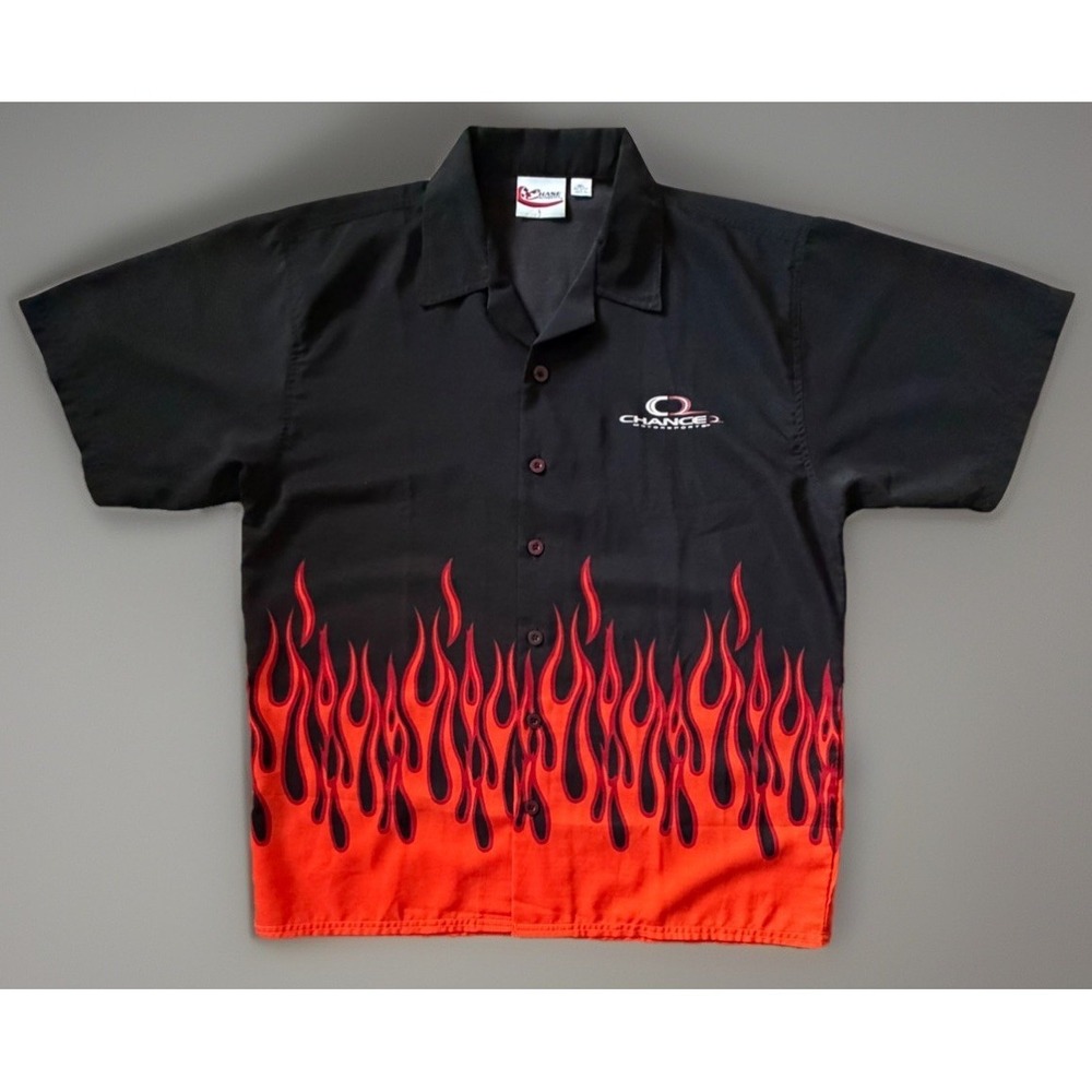 Dale Earnhardt Jr Chase Authentics Shirt Black Flames NASCAR Vintage Large JBHS